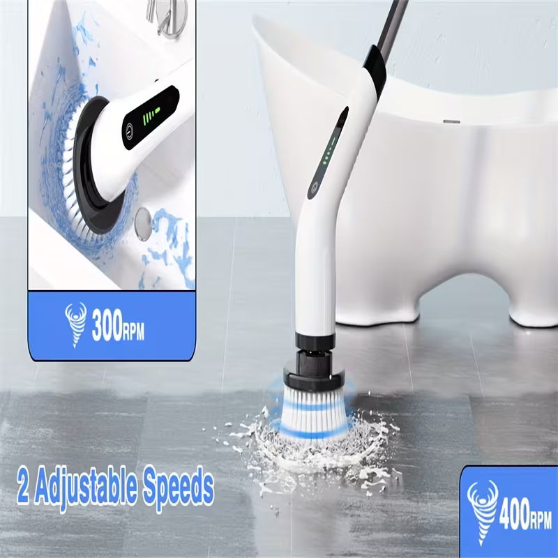 Rechargeable Electric Spin Scrubber, Cordless 7-Head Cleaning Brush with Telescopic Handle for Bathroom, Kitchen, Shower, Bathtub, Tile & Floors