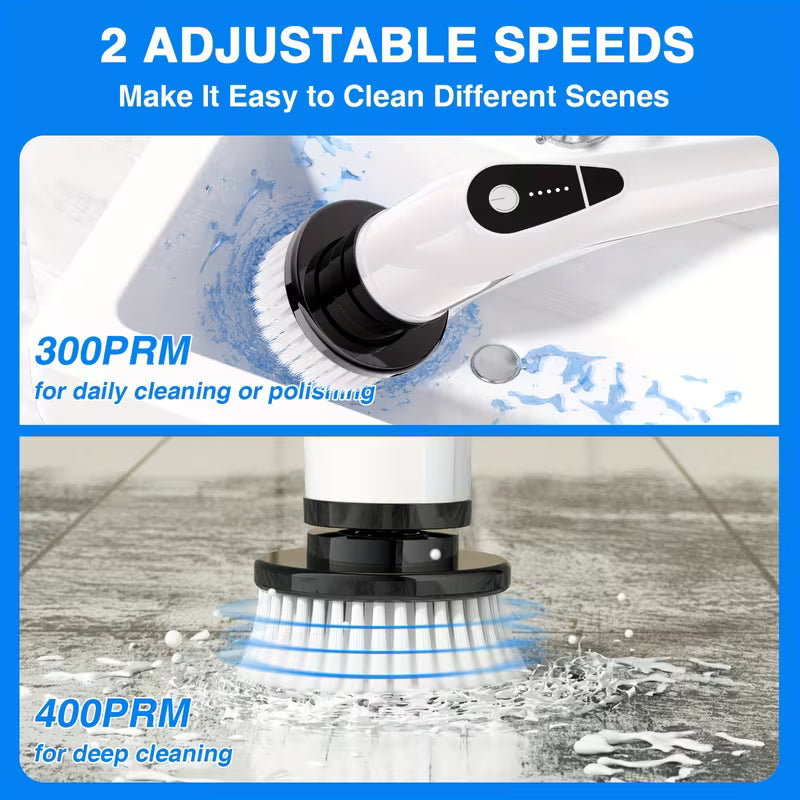 Rechargeable Electric Spin Scrubber, Cordless 7-Head Cleaning Brush with Telescopic Handle for Bathroom, Kitchen, Shower, Bathtub, Tile & Floors
